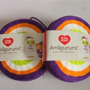 Red Heart Amigurumi Yarn - Purple, Orange, White, Green